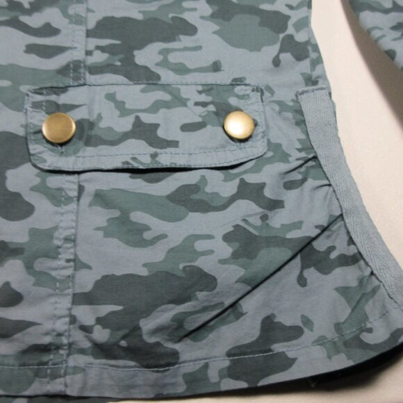 WEARABLES XCVI womens gray green black Folksy camo Safari poplin jacket L EUC - Picture 5 of 9